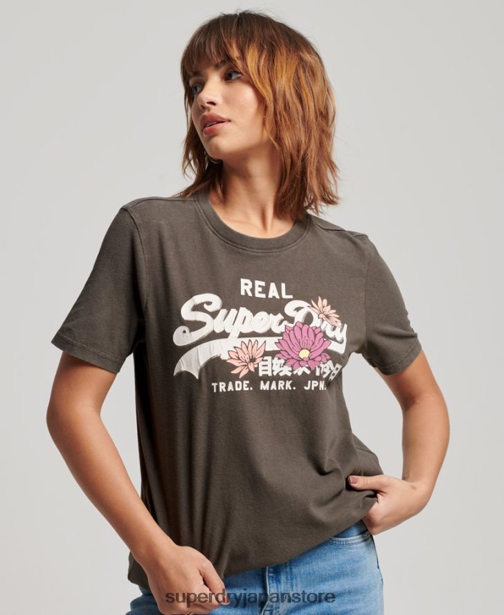 ヴィンテージロゴ ナラティブ Tシャツ 女性 Superdry 衣類 濃い灰色 2J62PZ2190