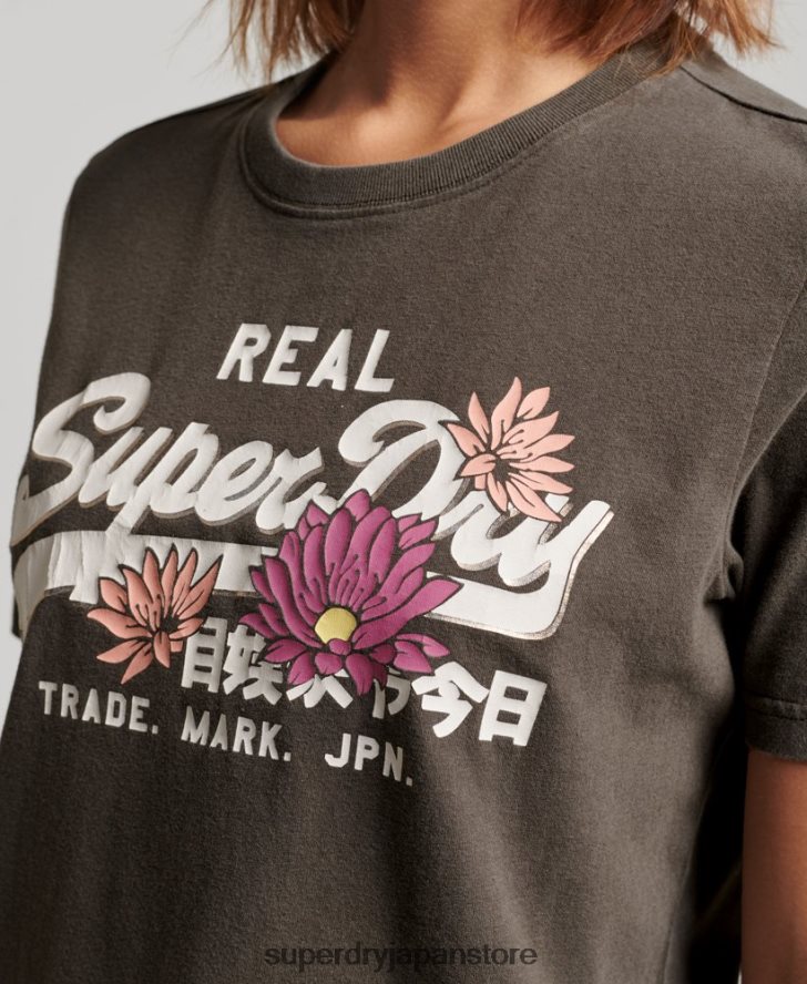 ヴィンテージロゴ ナラティブ Tシャツ 女性 Superdry 衣類 濃い灰色 2J62PZ2190
