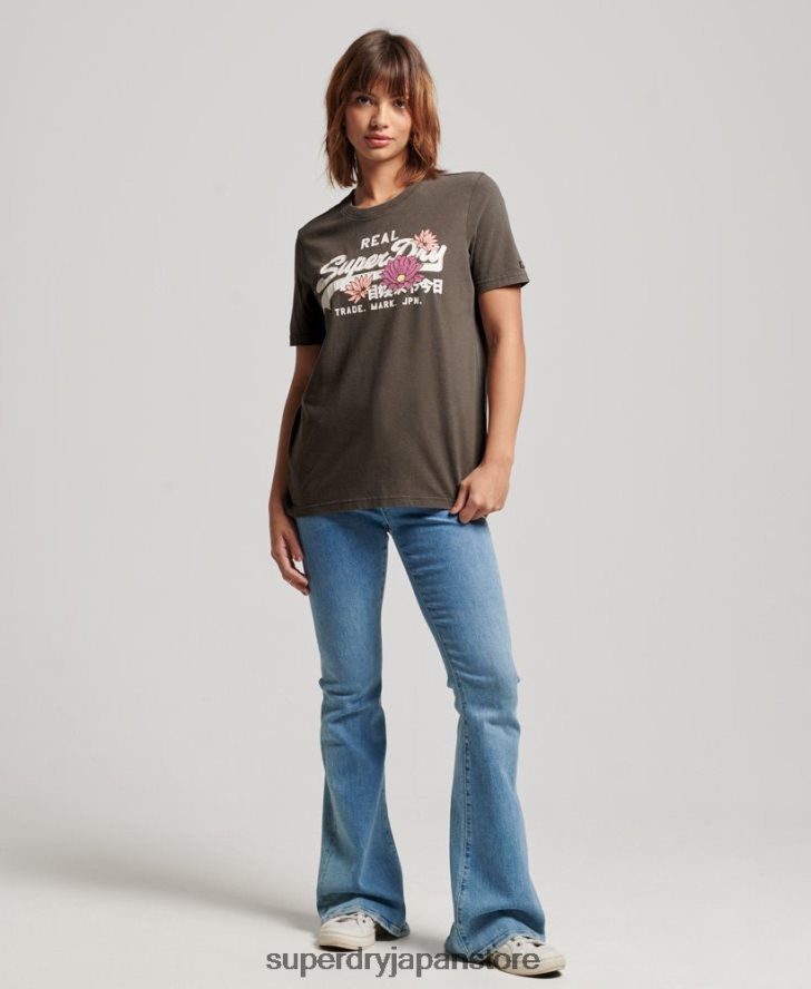ヴィンテージロゴ ナラティブ Tシャツ 女性 Superdry 衣類 濃い灰色 2J62PZ2190