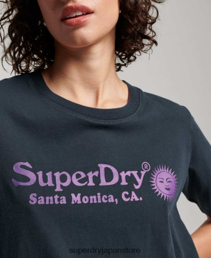 ヴィンテージ会場Tシャツ 女性 Superdry 衣類 海軍 2J62PZ2196