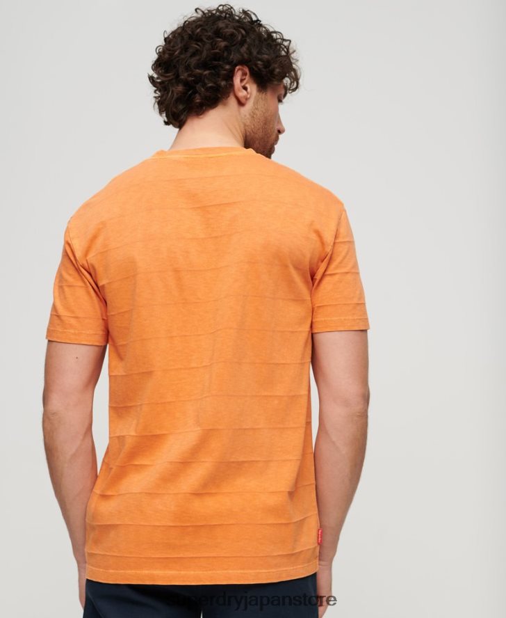 オーガニックコットンのヴィンテージテクスチャーTシャツ 男性 Superdry 衣類 オレンジ 2J62PZ21