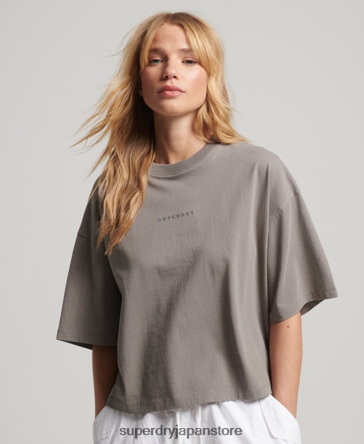 サープラス マイクロ オーバーサイズ ボクシー T シャツ 女性 Superdry 衣類 グレー 2J62PZ2205