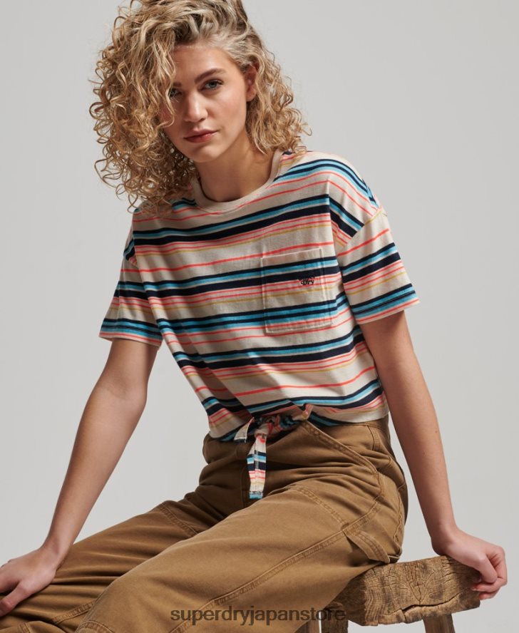 オーガニックコットン ヴィンテージ ボクシータイ フロント Tシャツ 女性 Superdry 衣類 グレー 2J62PZ2215