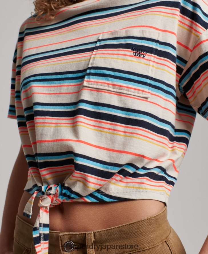オーガニックコットン ヴィンテージ ボクシータイ フロント Tシャツ 女性 Superdry 衣類 グレー 2J62PZ2215