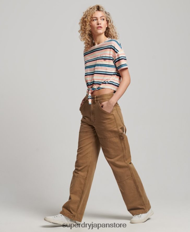 オーガニックコットン ヴィンテージ ボクシータイ フロント Tシャツ 女性 Superdry 衣類 グレー 2J62PZ2215