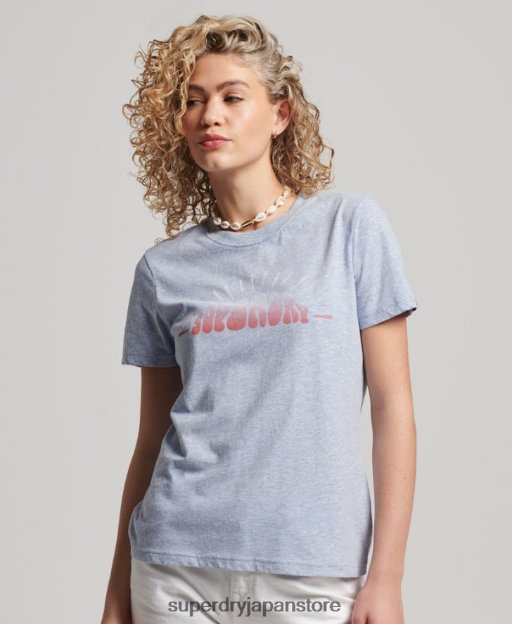 ヴィンテージノスタルジアTシャツ 女性 Superdry 衣類 ライトブルー 2J62PZ2217