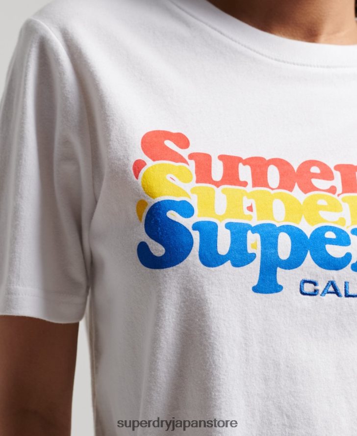 ヴィンテージ スクリプト インフィル T シャツ 女性 Superdry 衣類 白 2J62PZ2225