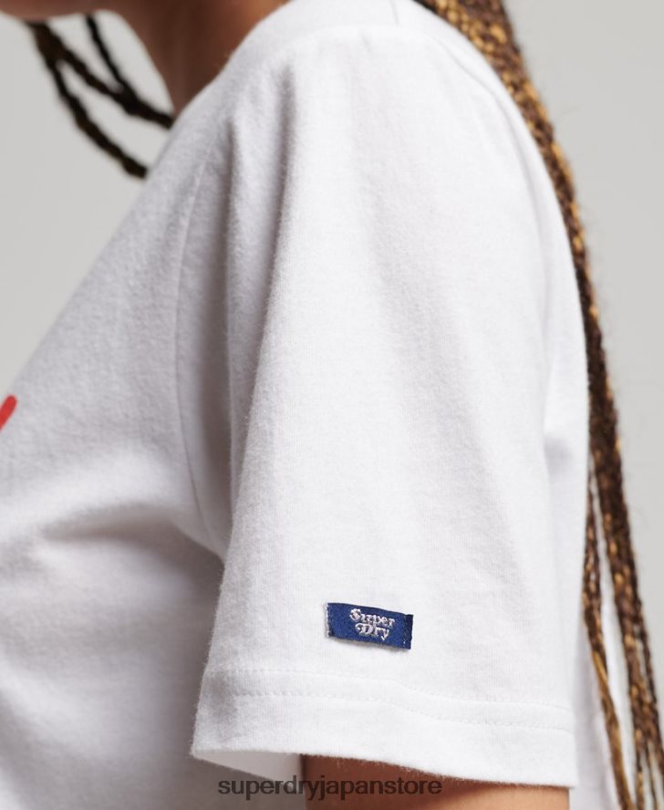 ヴィンテージ スクリプト インフィル T シャツ 女性 Superdry 衣類 白 2J62PZ2225