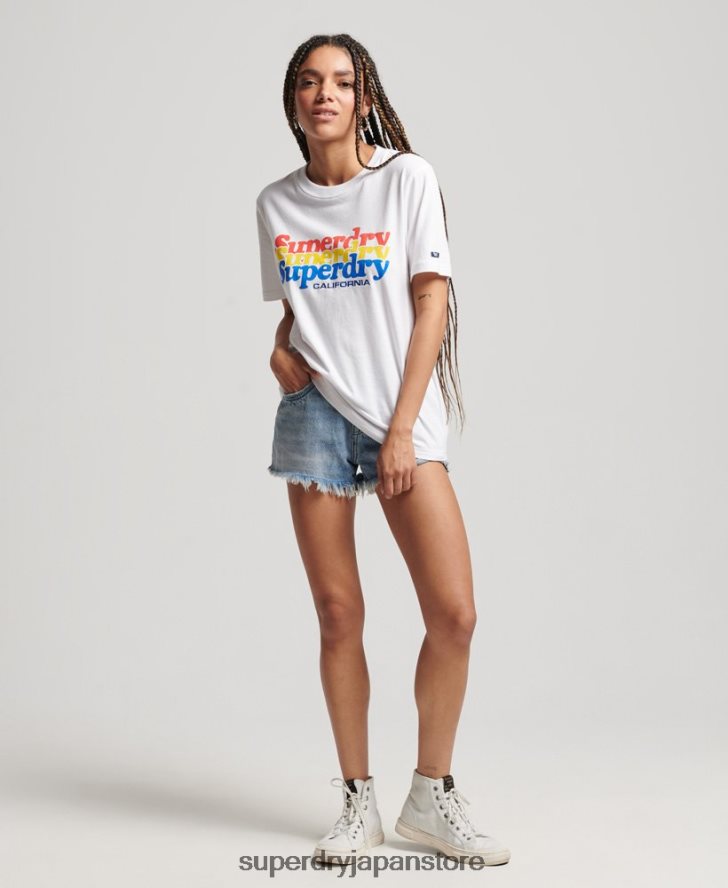 ヴィンテージ スクリプト インフィル T シャツ 女性 Superdry 衣類 白 2J62PZ2225