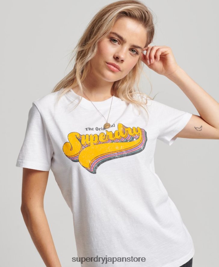 ヴィンテージレインボーTシャツ 女性 Superdry 衣類 白 2J62PZ2226