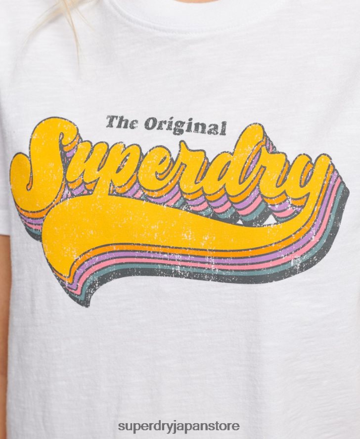 ヴィンテージレインボーTシャツ 女性 Superdry 衣類 白 2J62PZ2226