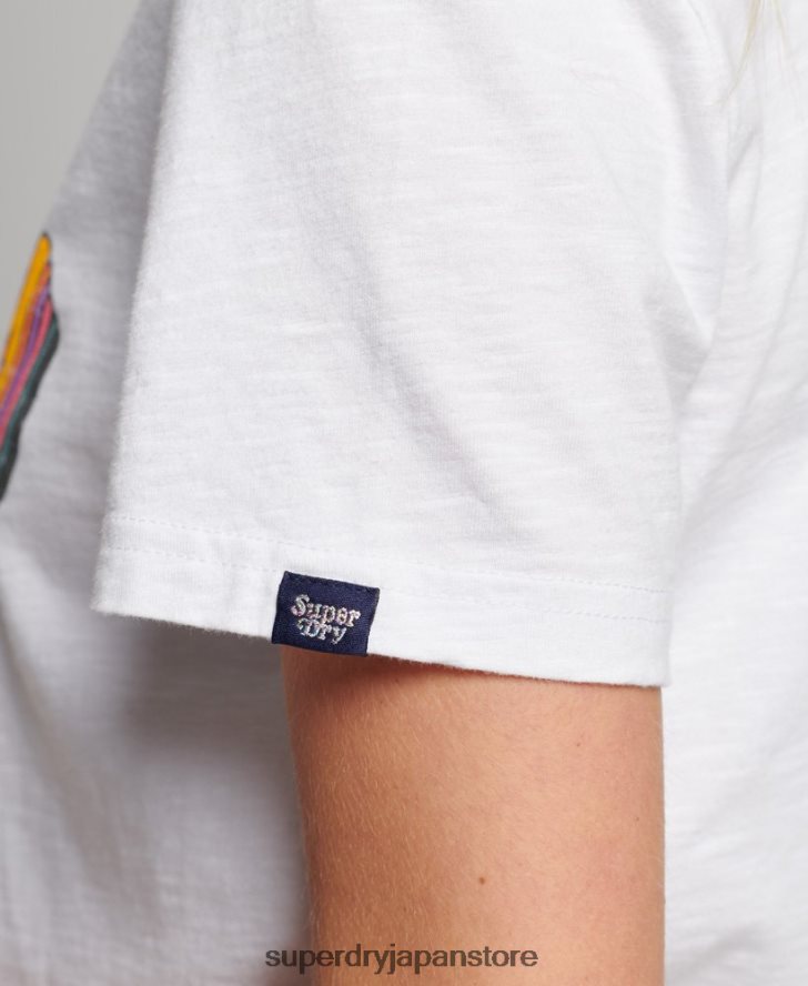 ヴィンテージレインボーTシャツ 女性 Superdry 衣類 白 2J62PZ2226