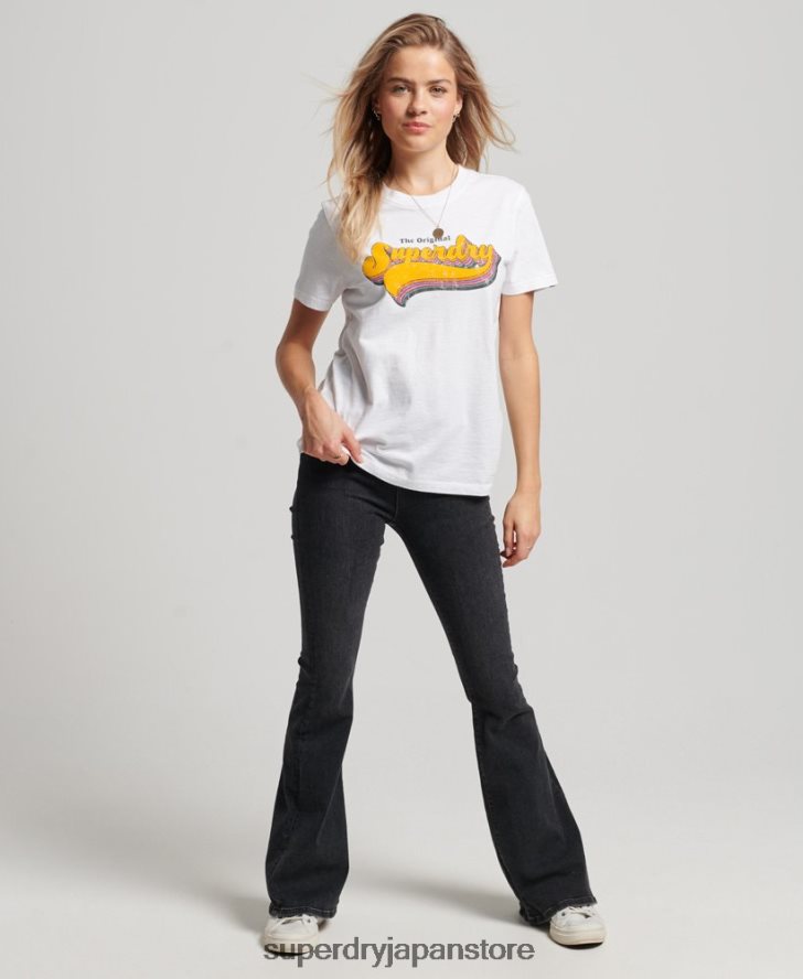ヴィンテージレインボーTシャツ 女性 Superdry 衣類 白 2J62PZ2226