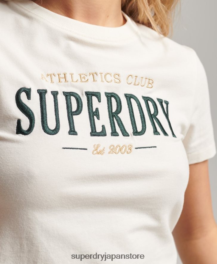 コードグラフィック刺繍入りタイニーTシャツ 女性 Superdry 衣類 クリーム 2J62PZ2232