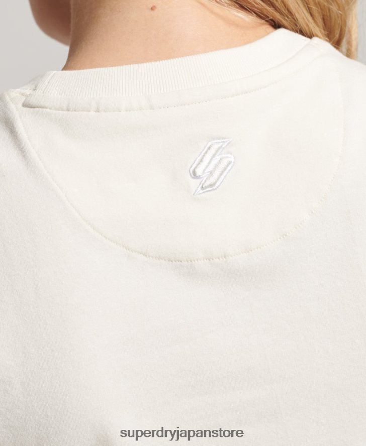 コードグラフィック刺繍入りタイニーTシャツ 女性 Superdry 衣類 クリーム 2J62PZ2232