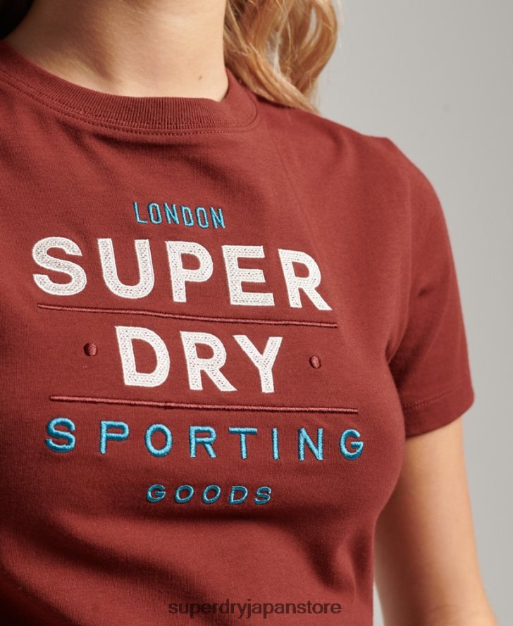 コードグラフィック刺繍入りタイニーTシャツ 女性 Superdry 衣類 赤 2J62PZ2233