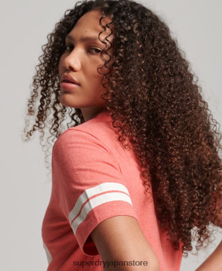 オーガニックコットン ヴィンテージ スクリプト カレッジ T シャツ 女性 Superdry 衣類 コーラル 2J62PZ2247