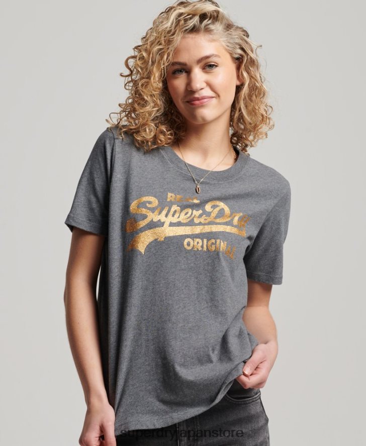 オーガニックコットン ヴィンテージロゴ スクリプトコル Tシャツ 女性 Superdry 衣類 グレー 2J62PZ2249