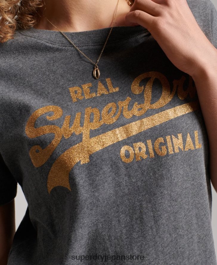 オーガニックコットン ヴィンテージロゴ スクリプトコル Tシャツ 女性 Superdry 衣類 グレー 2J62PZ2249
