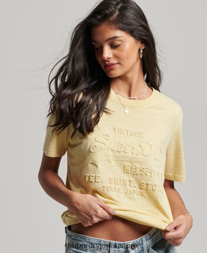 ヴィンテージロゴエンボスTシャツ 女性 Superdry 衣類 黄色 2J62PZ2279