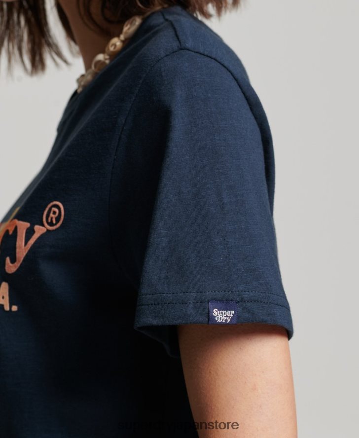 ヴィンテージレインボーTシャツ 女性 Superdry 衣類 海軍 2J62PZ2286