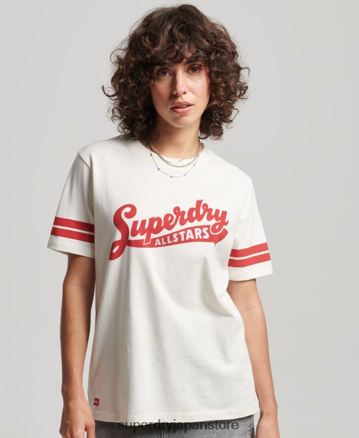 オーガニックコットン ヴィンテージ スクリプト カレッジ T シャツ 女性 Superdry 衣類 白 2J62PZ2291