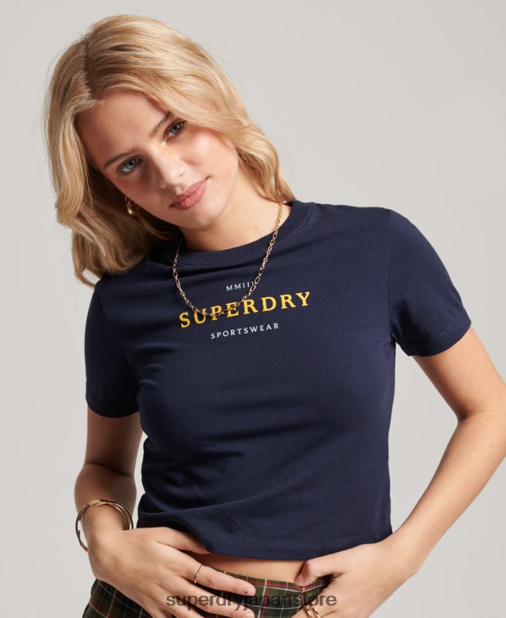 グラフィック タイニー T シャツ 女性 Superdry 衣類 海軍 2J62PZ2296