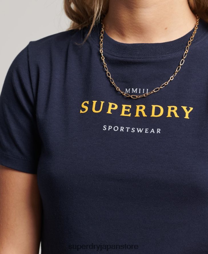 グラフィック タイニー T シャツ 女性 Superdry 衣類 海軍 2J62PZ2296