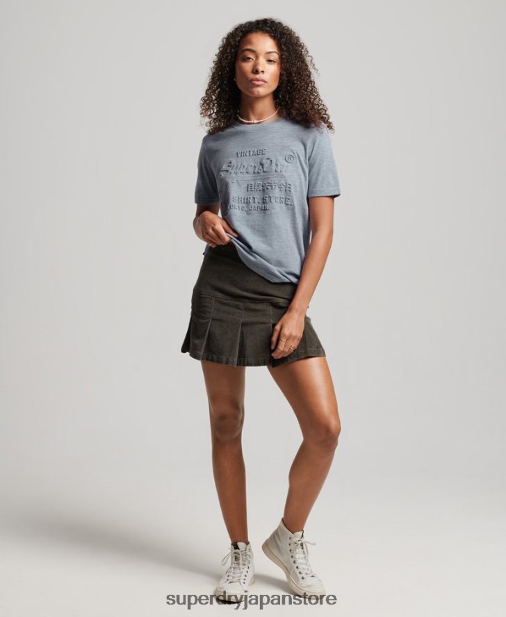 ヴィンテージロゴエンボスTシャツ 女性 Superdry 衣類 ライトブルー 2J62PZ2612