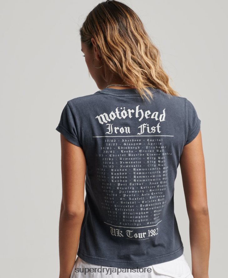 モーターヘッド キャップ スリーブ バンド Tシャツ 女性 Superdry 衣類 黒 2J62PZ2620