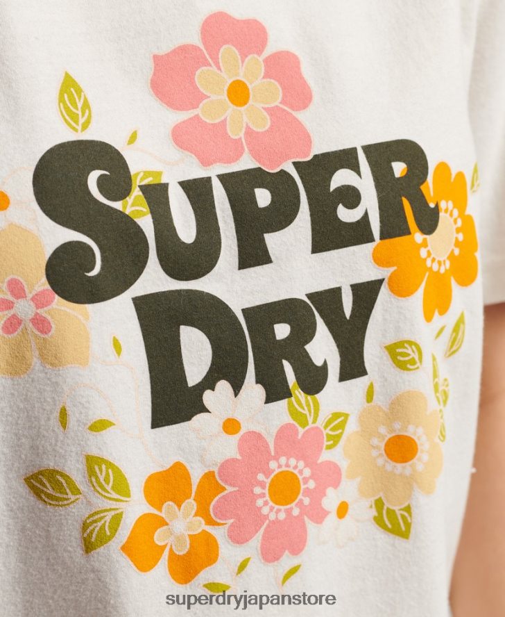 ヴィンテージフローラルスクリプトTシャツ 女性 Superdry 衣類 白 2J62PZ2621