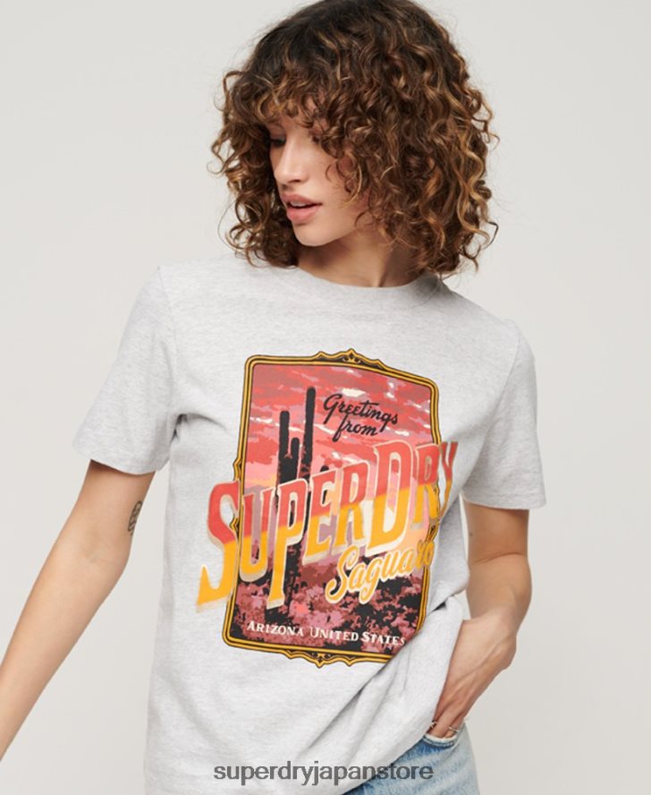 旅行お土産グラフィックTシャツ 女性 Superdry 衣類 グレー 2J62PZ2622