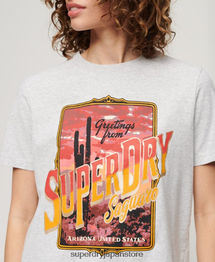 旅行お土産グラフィックTシャツ 女性 Superdry 衣類 グレー 2J62PZ2622