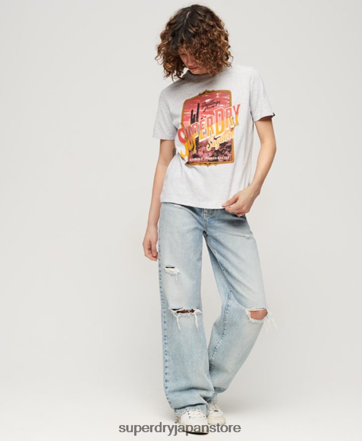 旅行お土産グラフィックTシャツ 女性 Superdry 衣類 グレー 2J62PZ2622