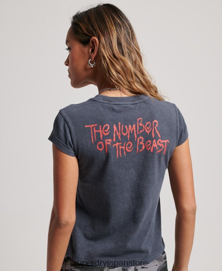 アイアン・メイデン キャップ スリーブ バンド Tシャツ 女性 Superdry 衣類 濃い灰色 2J62PZ2625