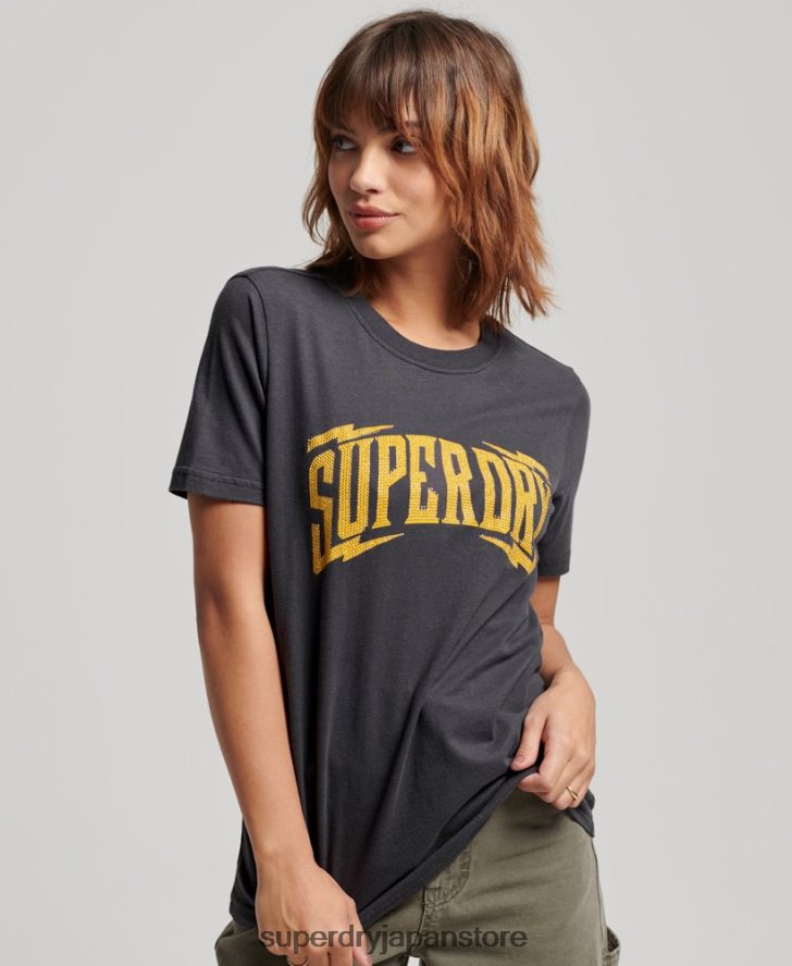 ヴィンテージ装飾Tシャツ 女性 Superdry 衣類 濃い灰色 2J62PZ2630