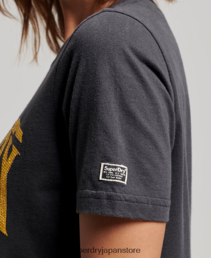 ヴィンテージ装飾Tシャツ 女性 Superdry 衣類 濃い灰色 2J62PZ2630