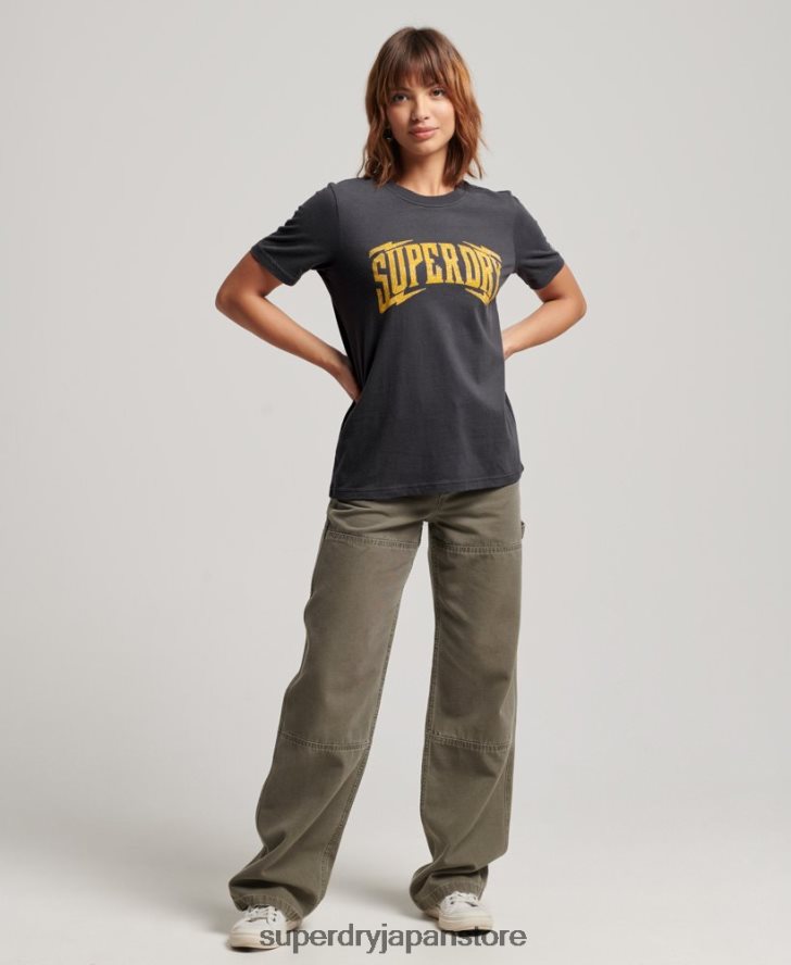 ヴィンテージ装飾Tシャツ 女性 Superdry 衣類 濃い灰色 2J62PZ2630