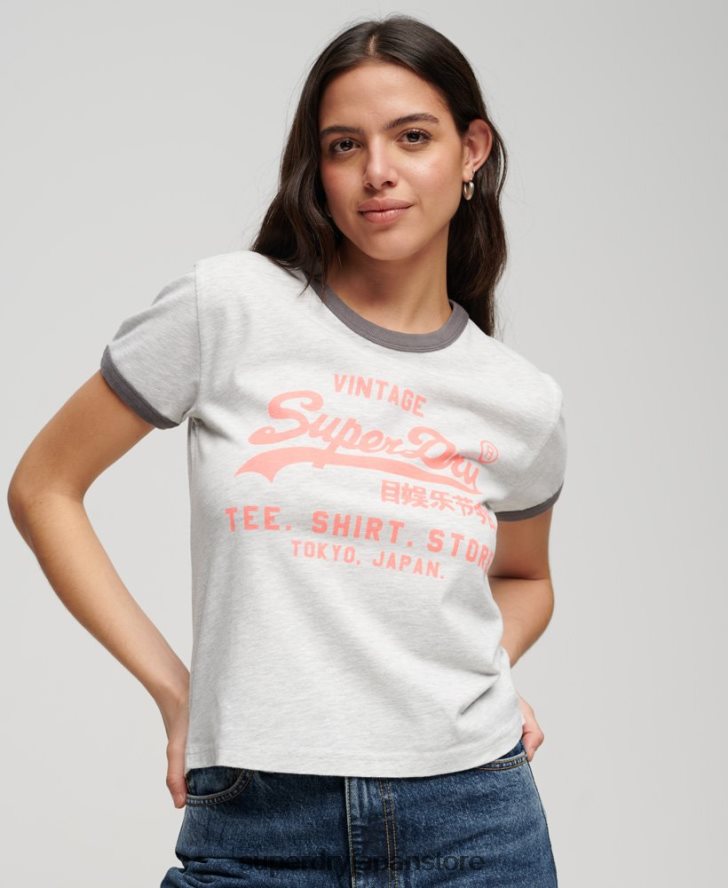 ネオンヴィンテージロゴTシャツ 女性 Superdry 衣類 ライトグレー 2J62PZ2632