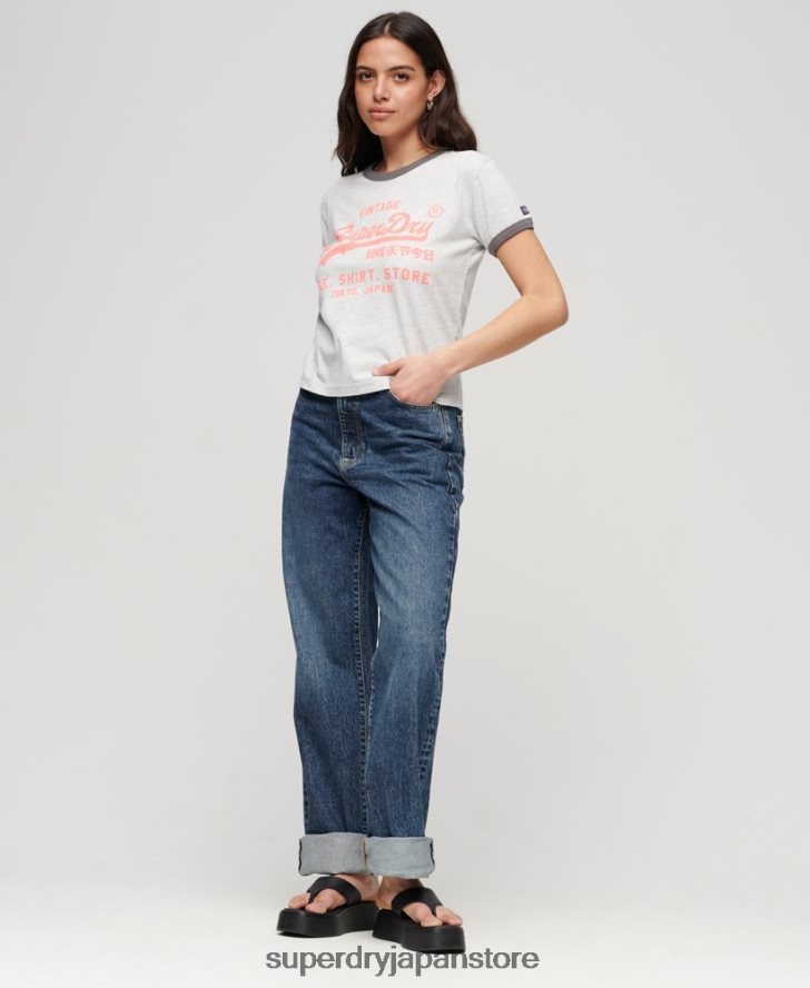 ネオンヴィンテージロゴTシャツ 女性 Superdry 衣類 ライトグレー 2J62PZ2632