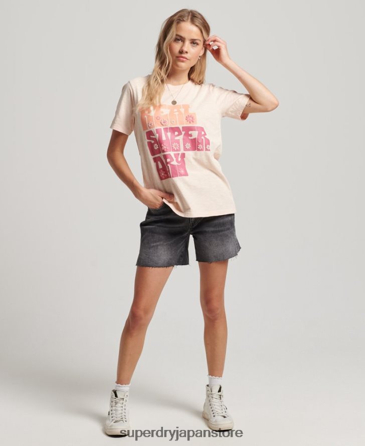 スーパーステート フローラル Tシャツ 女性 Superdry 衣類 ピンク 2J62PZ2633