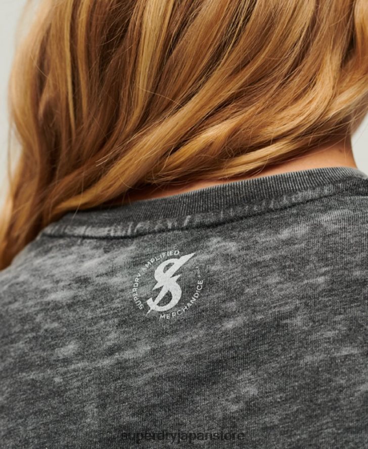 ブラックアウト ロック グラフィック T シャツ 女性 Superdry 衣類 黒 2J62PZ2634