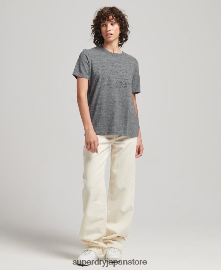 ヴィンテージロゴエンボスTシャツ 女性 Superdry 衣類 ライトブルー 2J62PZ2640
