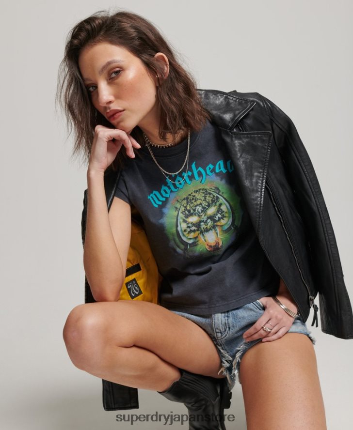 モーターヘッド キャップ スリーブ バンド Tシャツ 女性 Superdry 衣類 黒 2J62PZ2642