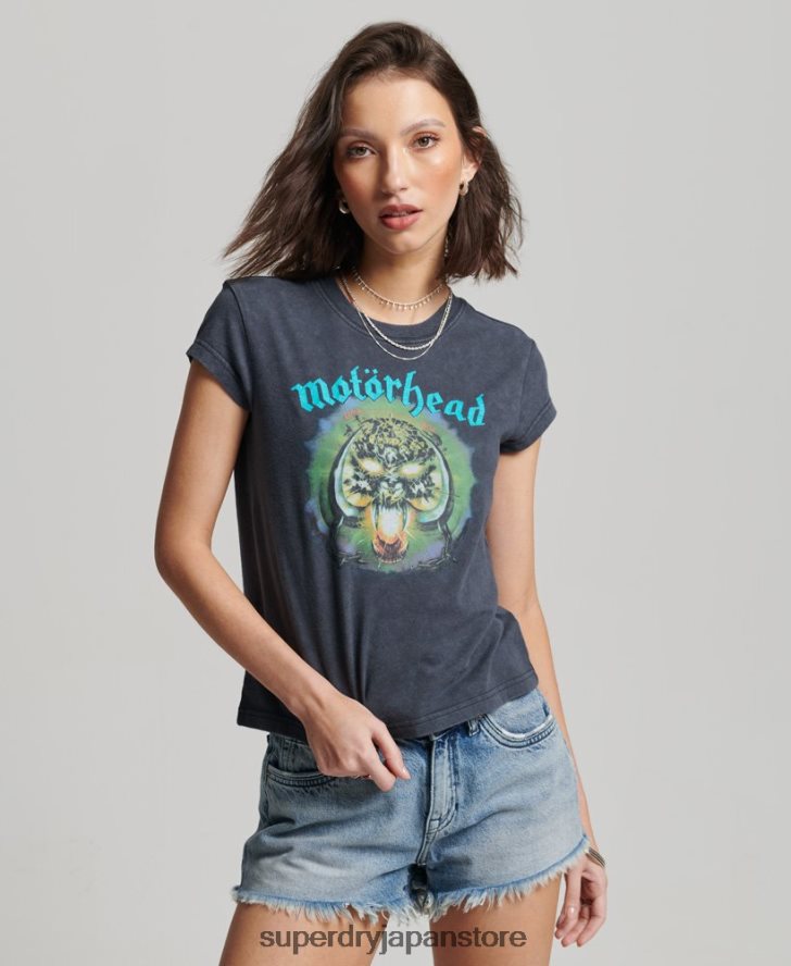 モーターヘッド キャップ スリーブ バンド Tシャツ 女性 Superdry 衣類 黒 2J62PZ2642