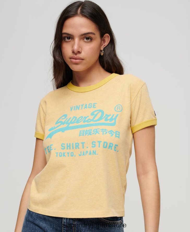 ネオンヴィンテージロゴTシャツ 女性 Superdry 衣類 黄色 2J62PZ2643