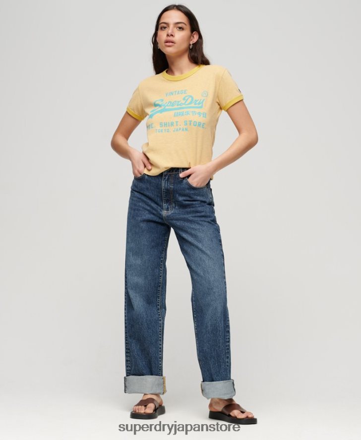 ネオンヴィンテージロゴTシャツ 女性 Superdry 衣類 黄色 2J62PZ2643
