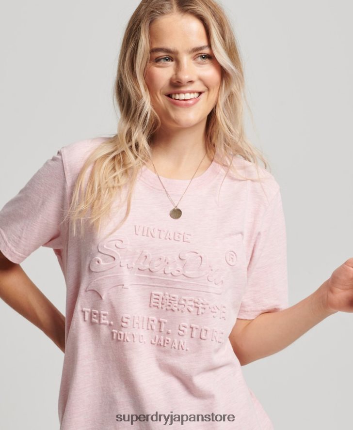 ヴィンテージロゴエンボスTシャツ 女性 Superdry 衣類 ピンク 2J62PZ2647