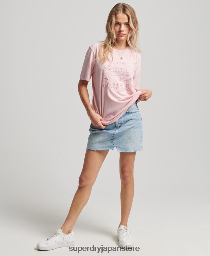 ヴィンテージロゴエンボスTシャツ 女性 Superdry 衣類 ピンク 2J62PZ2647