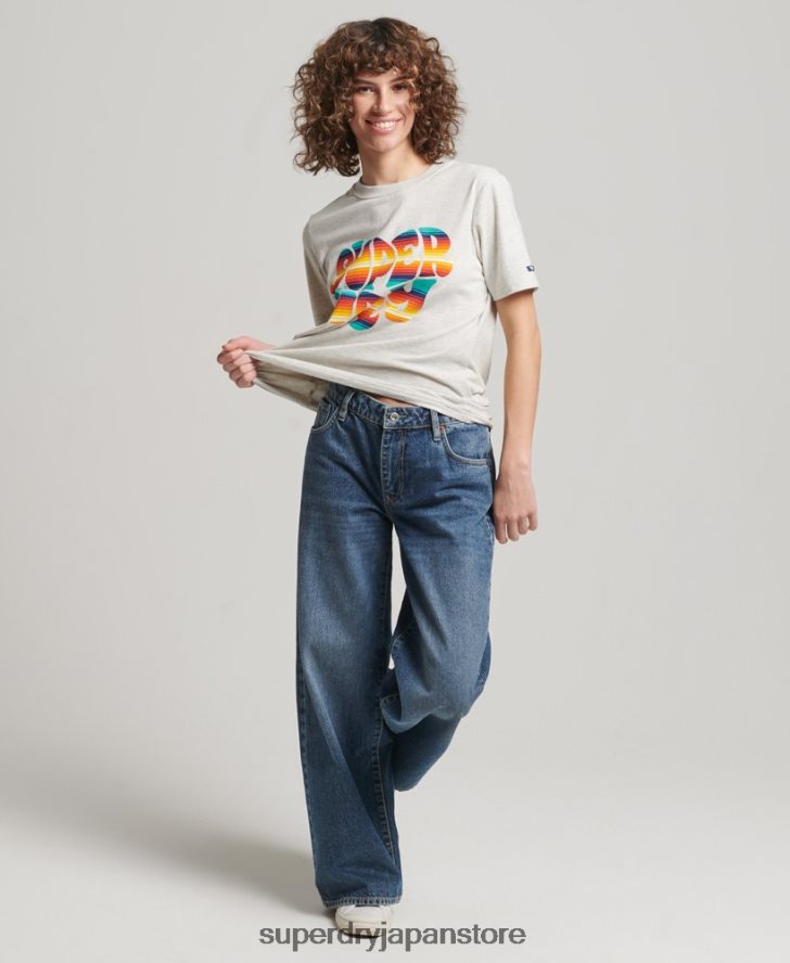 ヴィンテージ スクリプト インフィル T シャツ 女性 Superdry 衣類 グレー 2J62PZ2648